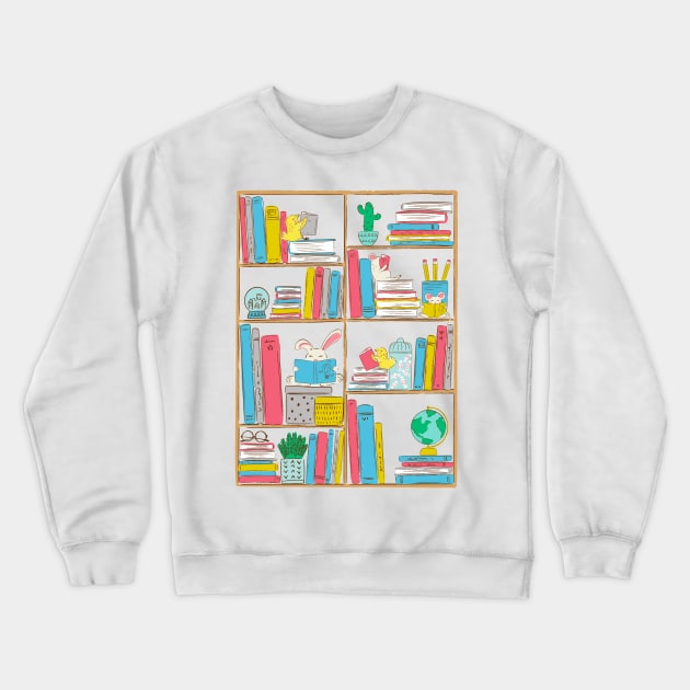 Cozy Critters Reading Crewneck Sweatshirt by Jacqueline Hurd